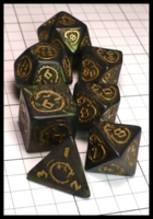 Dice : Dice - Dice Sets - Q Workshop Dragon Dice Swirl Deep Green with Gold Numerals - Dark Ages
